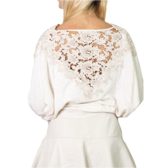 NWOT ANTHROPOLOGIE MEADOW RUE Bria Lace Sweatshirt - Picture 1 of 11